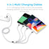 Multi Charging Cable, USB Cable 3A 4FT Nylon Braided Universal 4in1 Charger Adapter Type-C/Micro Port, Compatible with Cell Phones and More (Silve...