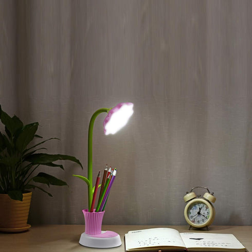Desk Lamp for Kids Sunflower LED Charging Table Lamp Support Eye Protection Small Desk Folding for Reading,Study and Office, Adjustable Brightness...