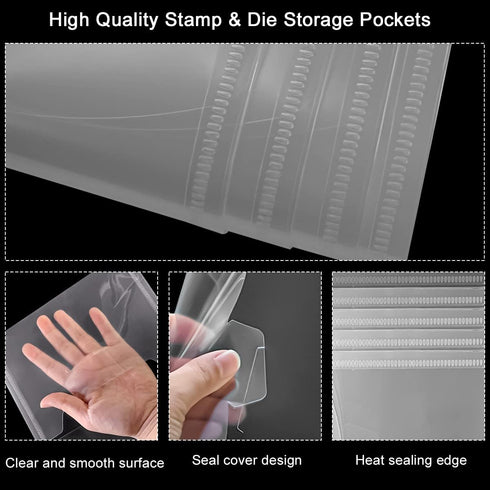 30 Pcs Stamp and Die Storage Bag, 9.4 x 7 Inch Resealable Plastic Storage Pocket, Clear Dies Stamp Storage Pocket for DIY Scrapbooking Paper Card ...