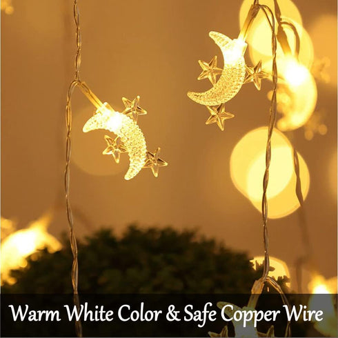 Fielegen 40 LED Moon String Lights Battery Operated 20ft Moon Mini Star Fairy Lights for Patio Garden,Wedding Garden Decoration,Party Festival Lig...