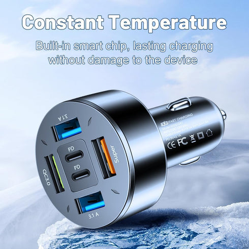 66W Multi-Port USB C Car Charger, PD&QC3.0 Super Fast Charger Cigarette Lighter Plug Adapter for iPhone/Android/Samsung/iPad Pro and More......