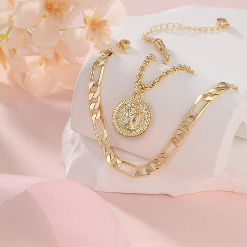 Gold Anklets Bracelets for Women Waterproof 14K Retro Coin Initial Bracelets Layered Birthflower Ankle Adjustable Handmade Cuban Chain Anklet Brac...