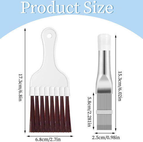 Pimoys 3 in 1 Set Air Conditioner Condenser Fin Comb, 1 AC Coil Cleaner Stainless Steel Fin Comb with 2 Evaporator Radiator Cleaning Whisk Brush...