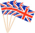 100 Pack British Flag Toothpicks Union Jack Cupcake Topper Picks for Birthday Party Cake Decorations...