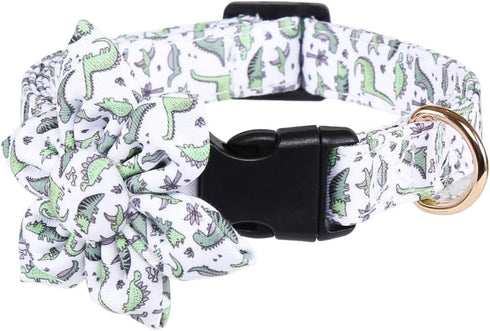 Dog Collar with Sunflower Dinosaur Adjustable Pet Collar for Small Medium Large Boy Girl Dogs...