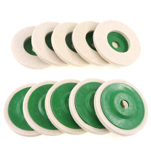 Keadic 10 - Piece 100mm Wool Felt Disc Polishing Buffing Wheel Pad Bore Dia...