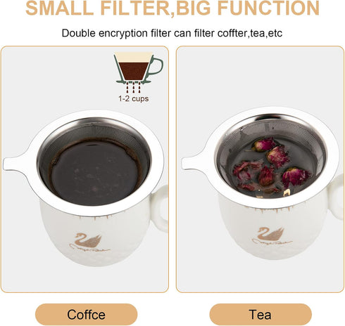 Pour Over Coffee Dripper,Reusable Coffee Filter,Slow Drip Paperless Stainless Steel Cone Coffee Coffee Maker,Easy to Use and Clean (1-2Cup)...