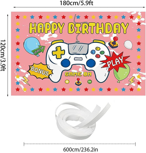 Video Game Happy Birthday Backdrop Gaming Theme Birthday Party Backdrop Banner Gaming Party Decorations for Game Fans Kids Boys Birthday Party Sup...