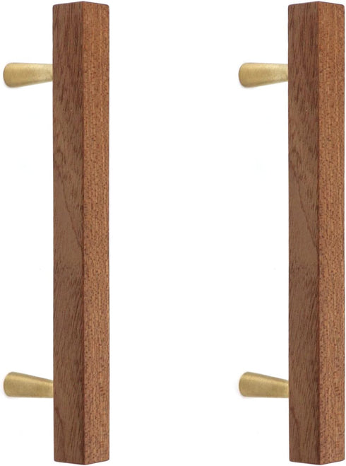 Semetall 4Pcs Wood Cabinet Pulls,3.78" Hole Center Cabinet Pulls,Wooden Handles for Dresser Drawers,Cabinets,Kitchen,Wardrobe...