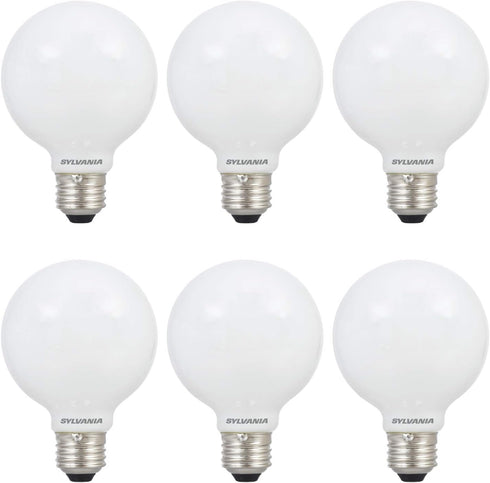 SYLVANIA LED TruWave Natural Series Globe Light Bulb, 60W Daylight Medium Base, Dimmable, Frosted - 6 Pack...