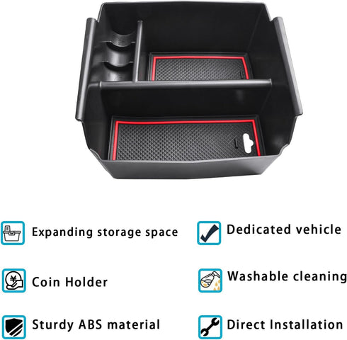EDBETOS Center Console Organizer Tray Compatible with Wrangler JK/JKU 2011-2018 Rubicon Sport Sahara Accessories Armrest Storage Glove Box, (Red T...