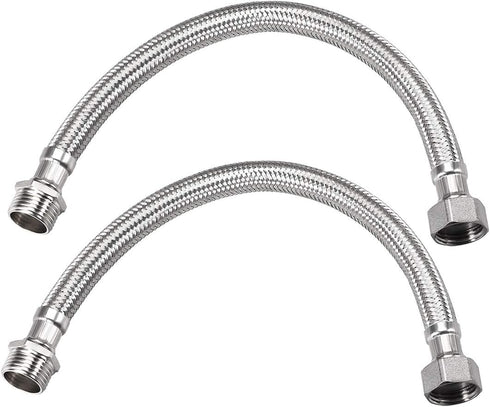 uxcell Faucet Supply Line Connector G1/2 Female x G1/2 Male 16 Inch Length 304 Stainless Steel Hose 2Pcs...