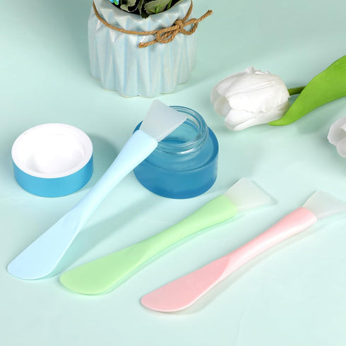 Silicone Facial Mask Applicator, 4 Pcs Reusable Double-End Face Mask Brush Washable Beauty Spatula Comestic Tools for Clay, Cream, Gel, and Mud Fa...