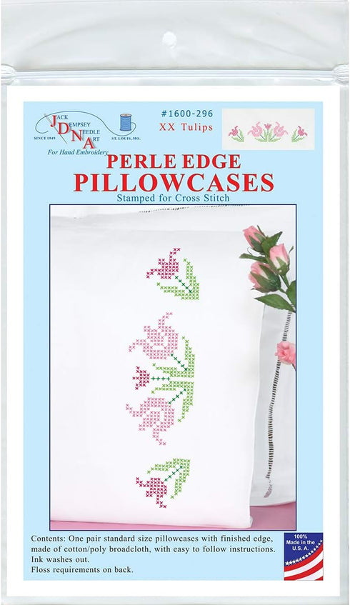Jack Dempsey JDN1600.296 Pillowcase Perle XX Tulips , White...