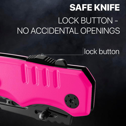 Spring Assisted Pink Knife - Pocket Knife for Women - Self Defense Knife for Women - Pink Knives - Cute Womens Girl Knife - Womens Folding Knife -...