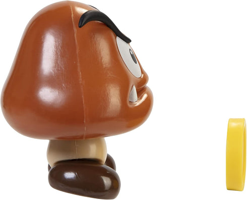 Super Mario Action Figure 4 Inch Goomba Collectible Toy with Coin Accessory...