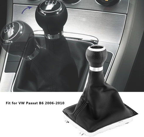 Keenso 5 Speed Car Gear Shift Knob Gearstick Gaiter Boot Frame Kit Dustproof Cover for B6 2006-2010...