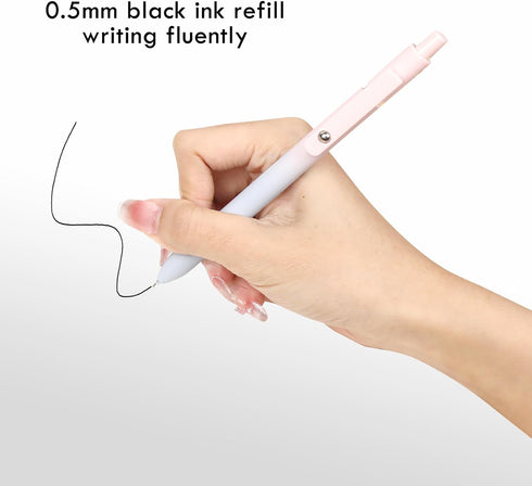 Ddaowanx Gel Pens, 10 Pcs 0.5mm Quick Dry Black Ink Pens Fine Point Smooth Writing Pens, Cute Office School Supplies Gifts for Women (10 Pcs Gradi...