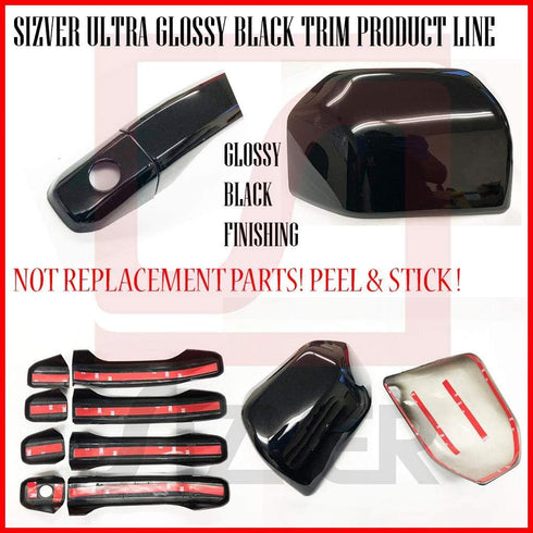 Ultra Finish Glossy-Black Series 8pcs Door Handle Covers Compatible with Chevrolet Equinox+HHR+Malibu+Traverse; GMC Acadia+Terrain; Saturn Aura+Ou...