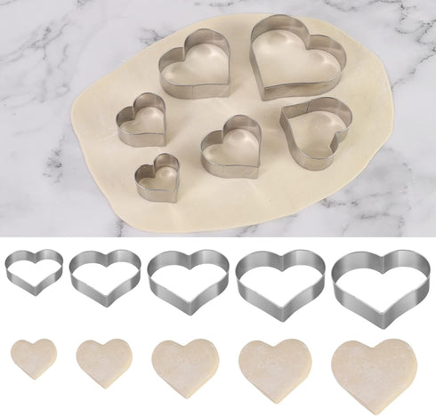 Heart Cookie Cutter Set - 6 Piece - 3 4/5", 3 1/5", 2 4/5", 2 3/5", 2 1/5", 1 4/5" - Heart Shaped Cookie Cutters, Stainless Steel Biscuit Pastry C...