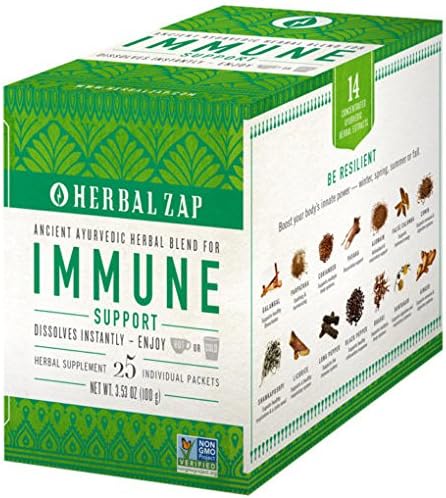 Herbal Zap Immune Support Ayurvedic Herbal Supplement 1 Box of 25 Packets...