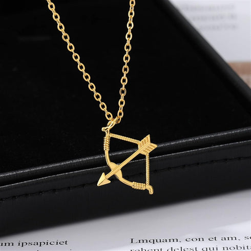 Bow and Arrow Necklace for Women Men Collar Stainless Steel Gold Color Archery Necklaces Jewelry Gift for Friend (Color : A)...