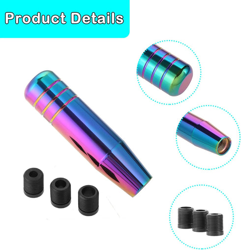 Weighted Manual Shift Knobs Multicolor, 5 Inch with 3 Threaded Adapters M8 M10 M12 x 1.25, Metal Gear Stick Shift Knob Aluminum Alloy, Universal C...