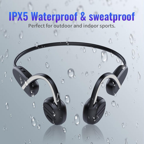 Bone Conduction Headphones Bluetooth 5.3 Open Ear Headphones IPX6 Waterproof 8 Hours Playtime Wireless Earphones Bluetooth Headset with Mic for Ru...