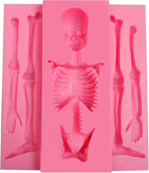Skull Skeleton Fondant Silicone Mold, Halloween Candy Kitchen Baking Mold for Cake Decoration Cupcake Topper Chocolate Gum Paste Sugar Craft...