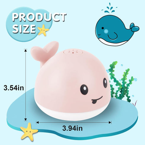 2024 Upgraded Baby Bath Toys, Girls Water Table Pool Toys Light Up Bath Toys for Kids Ages 1-3 Babies 6-12-18 Months, Pink Whale Sprinkler Spray B...