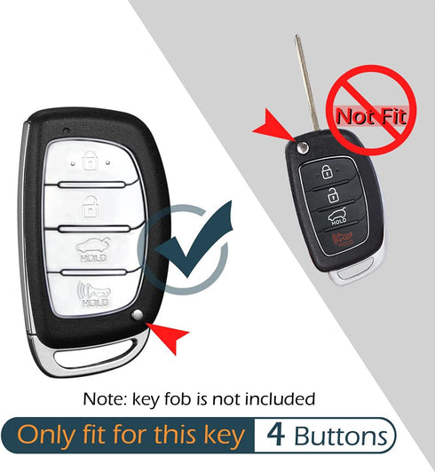 GFDesign 2 Pcs Silicone 4 Buttons Key Fob Cover Remote Case Keyless Protector Compatible with 2019 2018 2017 2016 2015 2014 2013 Hyundai Elantra S...