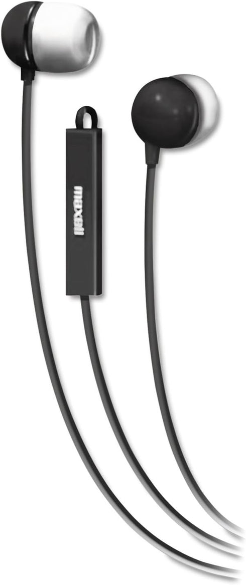 Maxell 190300 In-Ear Buds with Built-in Microphone, Black...