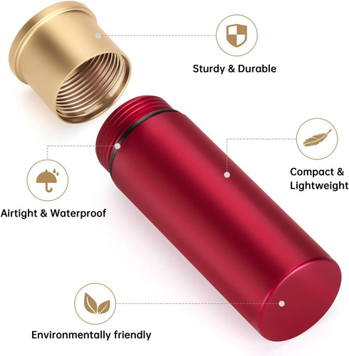 Pill Holder Container Waterproof Portable Small EDC Pill Bottle Capsule Tube for Outdoor, Camping, Travel (Red)...