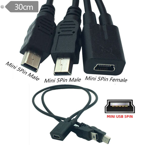chenyang Mini USB Female 1 to 2 Mini USB Male Splitter Extension Charge Cable...