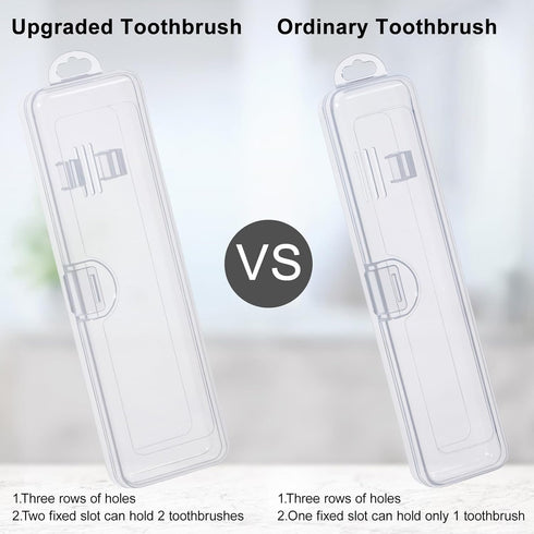 Toothbrush Case 2 Packs, Transparent Toothbrush Travel Case, Plastic Toothbrush Holder Travel Size, 7.87 x 2.36x 1.18 inches Portable Toothbrush C...