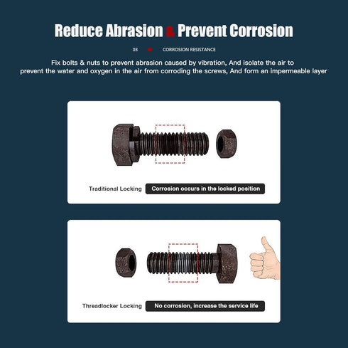 3 Pack Thread Locker Blue 242 243 and Red Threadlocker 271, Nuts & Bolts Locker Lock Tight & Seal Fasteners Thread Locking Compound Anaerobic Curi...