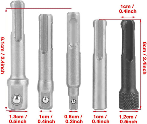 Fafeicy Socket Wrench Adapter, 3PC SDS Plus Steel Socket Adapter 2PC SDS Socket Hexagonal Extension Electric Tool Accessories...