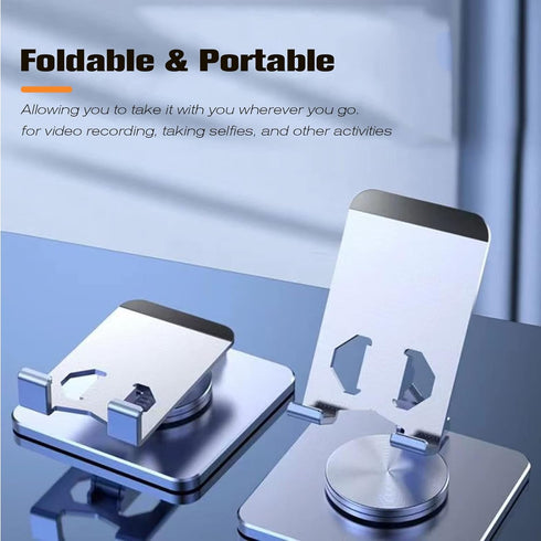 360° Rotatable Cell Phone Stand for Desk, Foldable and Adjustable Aluminum Metal Phone Holder, Compatible with iPhone 14/14 Plus/14 Pro/14 and Oth...