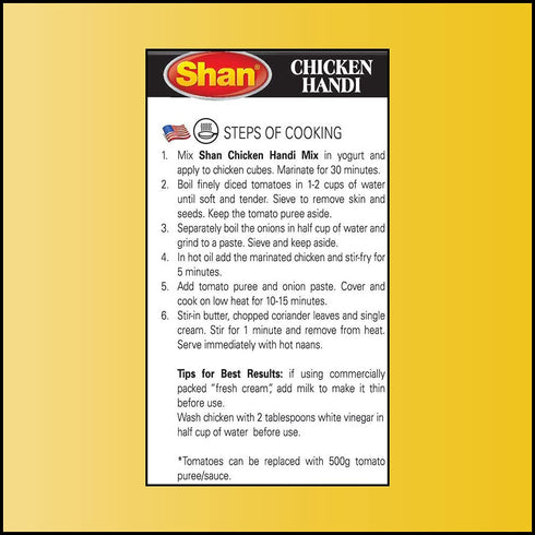 Shan Chicken Handi Recipe and Seasoning Mix 1.76 oz (50g) - Spice Powder for Juicy Chicken in Creamy Tomato Sauce - Suitable for Vegetarians - Air...