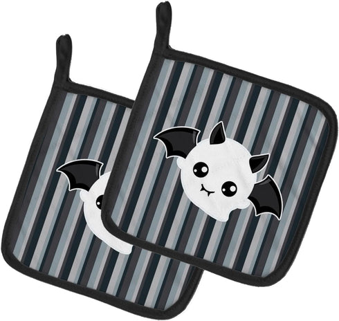 Caroline's Treasures BB6964PTHD Halloween Ghost Bat Pair of Pot Holders Kitchen Heat Resistant Pot Holders Sets Oven Hot Pads for Cooking Baking B...