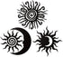 Therwen 3 Pieces Wacky Sun Metal Wall Art Outdoor Decor 7.87 Inches Sun Moon Outdoor Wall Decor Hanging Wrought Iron Sun Wall Sculpture for Home G...