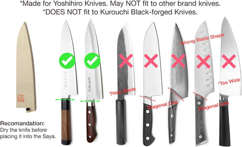 Yoshihiro Natural Magnolia Wood Saya Cover Blade Protector for Gyuto 210mm...