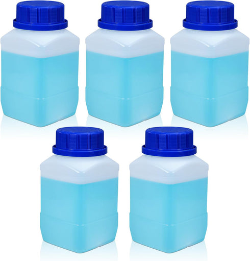 8.45oz Plastic Lab Chemical Reagent Bottles, Square Sample Storage Container, Plastic Chemical Container Bottle with Anti-theft Cap, Wide Mouth Sa...