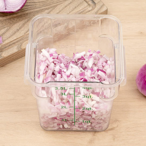 Met Lux 4 Quart Brine Bucket, 1 Square Marinating Container - With Volume Markers, Built-In Handle, Clear And Green Plastic Dough Rising Bucket, F...