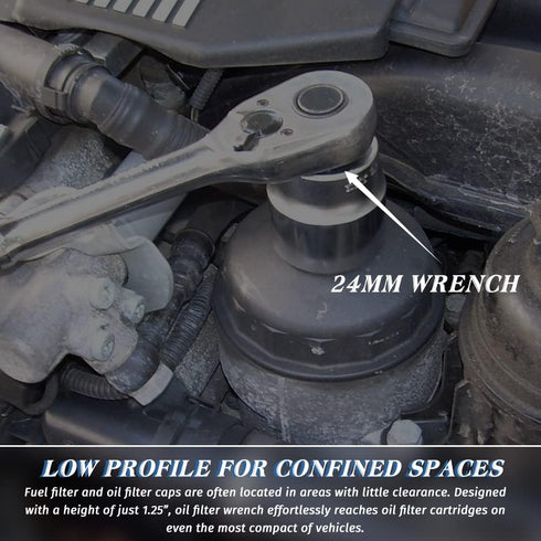 A ABIGAIL 24mm Heavy Duty Oil Filter Wrench for BMW, Chevy, Dodge, Chrysler, Jeep and other vehicles...