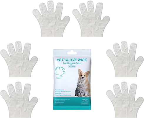 Pet Bathing Wipes for Dogs and Cats, Cleaning & Deodorizing Grooming Gloves, Nourishing Grooming Fur Glove Wipes for Daily Care and Traveling, 1 P...