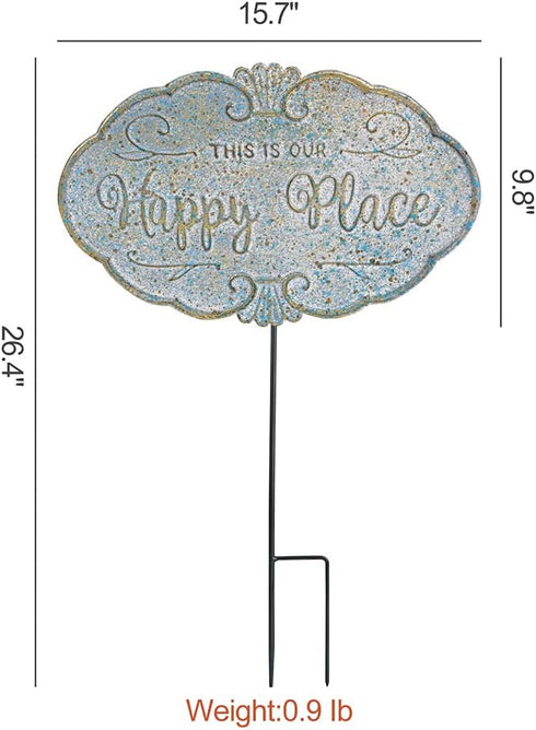 All Chic Outdoor Garden Signs Garden Stakes Decorative Yard Sign Stakes Metal Hanging Sign Rustic Outdoor Decor Include Stakes and Hanging Chain...