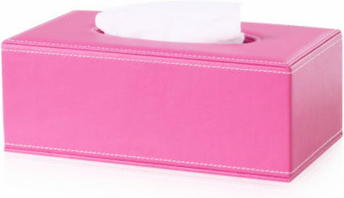 S Forever Decorative Napkin Box Faux Leather Rectangular Tissue Box Cover (Pink L)...