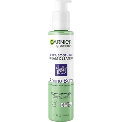 Garnier Green Labs Amino-Berry Soft Gentle Facial Cream Cleanser Hydrates and Soothes Skin, 5.07 fl oz...