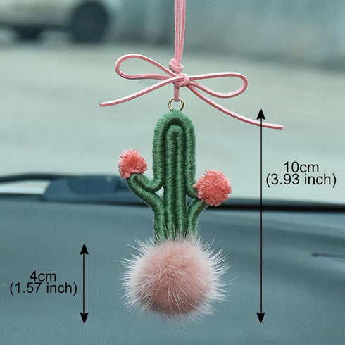 JSCARLIFE Cactus Rearview Mirror Hanger Cute Car Hanging Ornament Interior Aesthetic Boho Plants Charm Car Decor Plant Lovers Gifts (Green)...